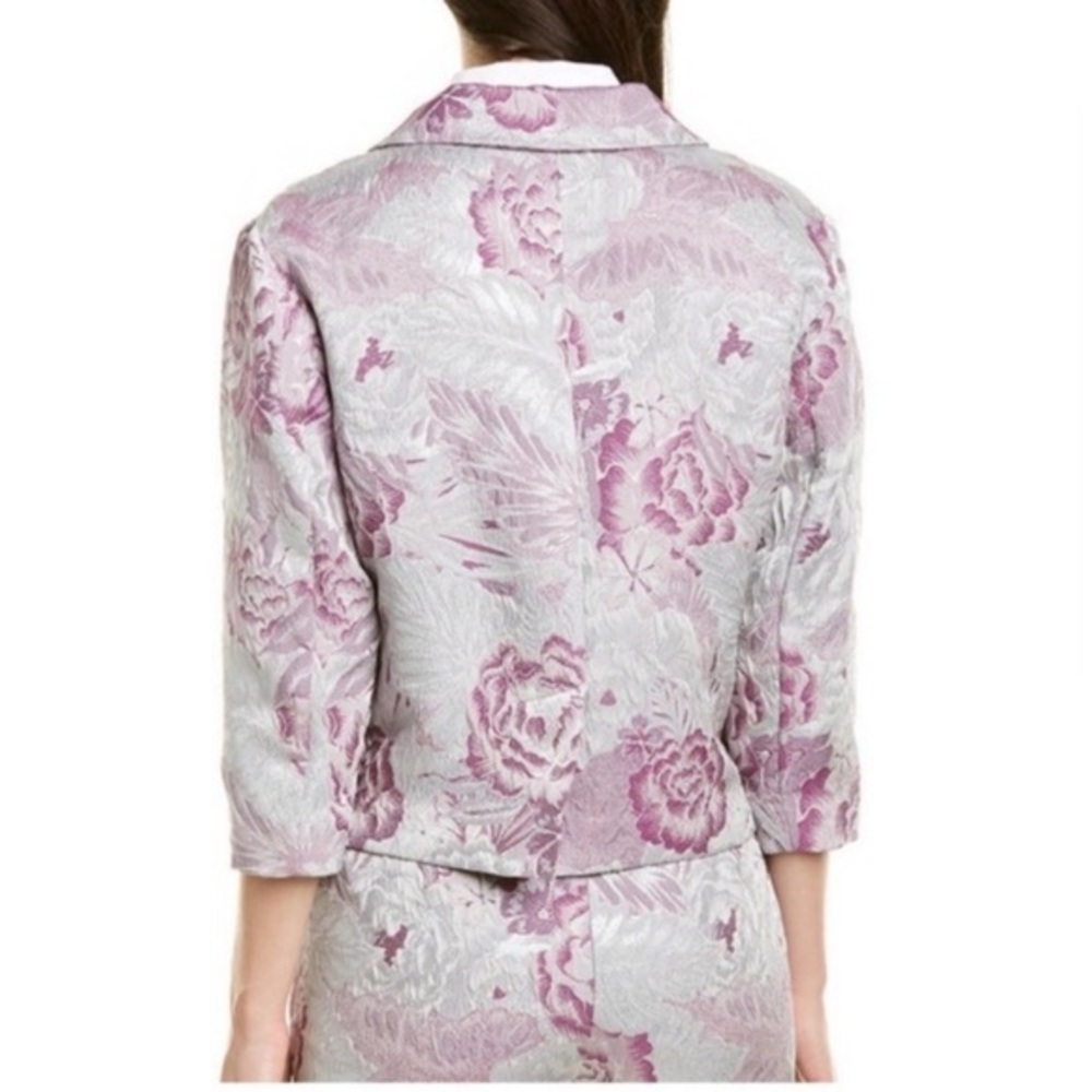 ✅ Anna Sui Blazer Jacket Peonies Brocade in Purple Silver Floral - Picture 5 of 8